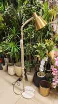 Mid-Century Modern Gold Task Floor Lamp with a Marble Base