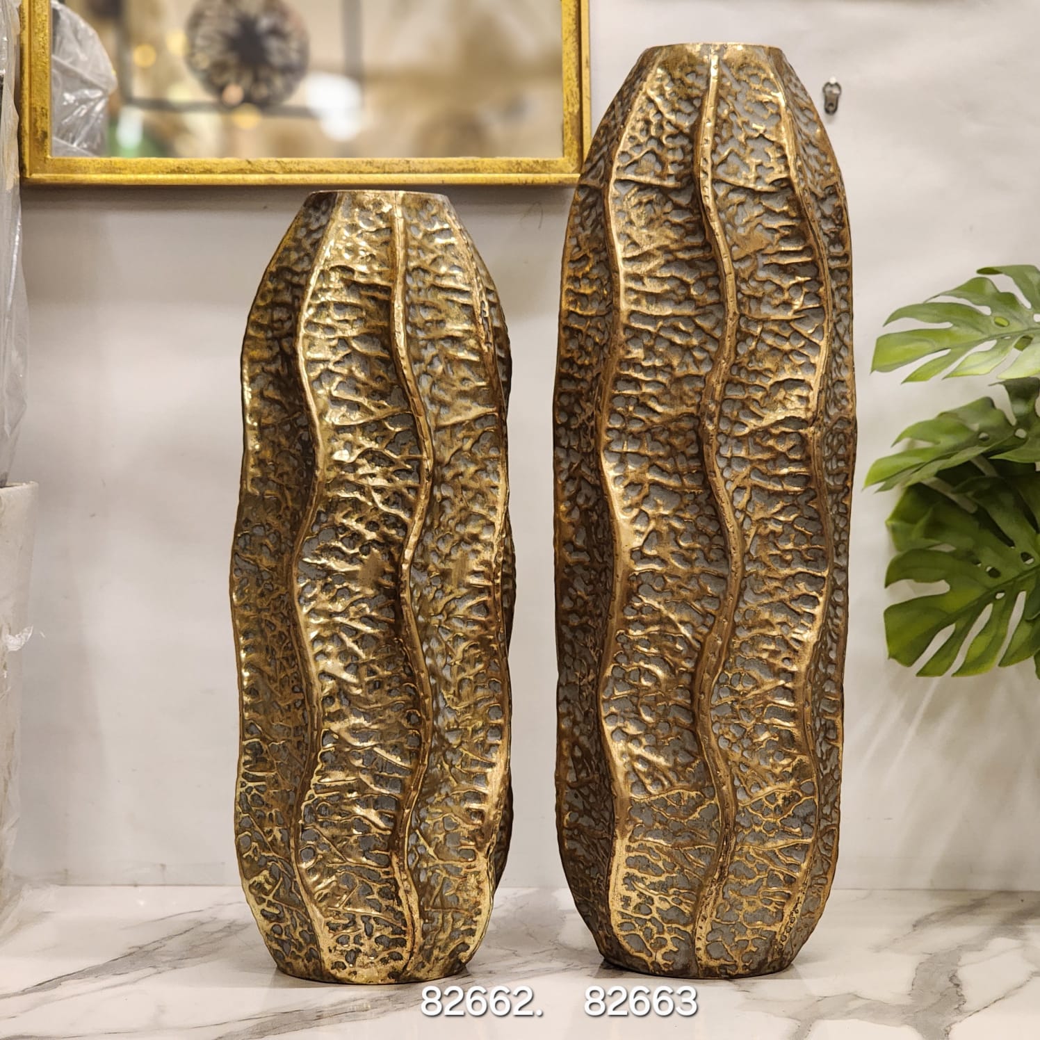 Antiqued Gold Fluted Vases