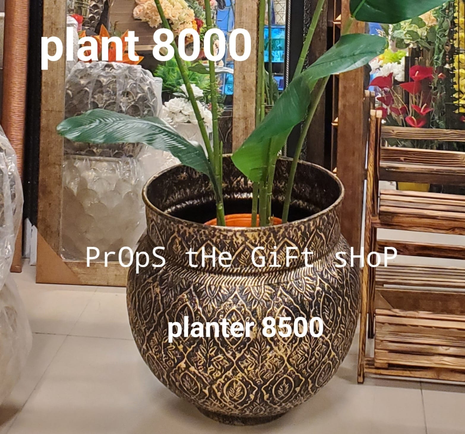 embossed metallic planter