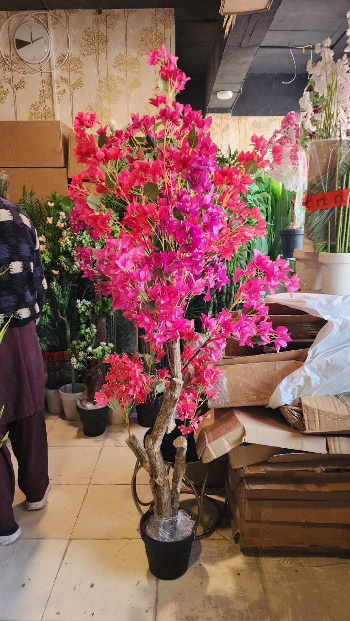 Faux Bougainvillea Floor Tree
