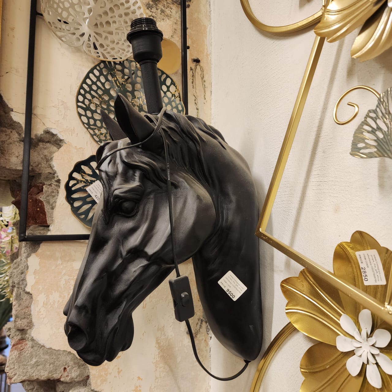 Black Horse Head Wall Lamp