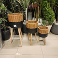 woven tripod planters