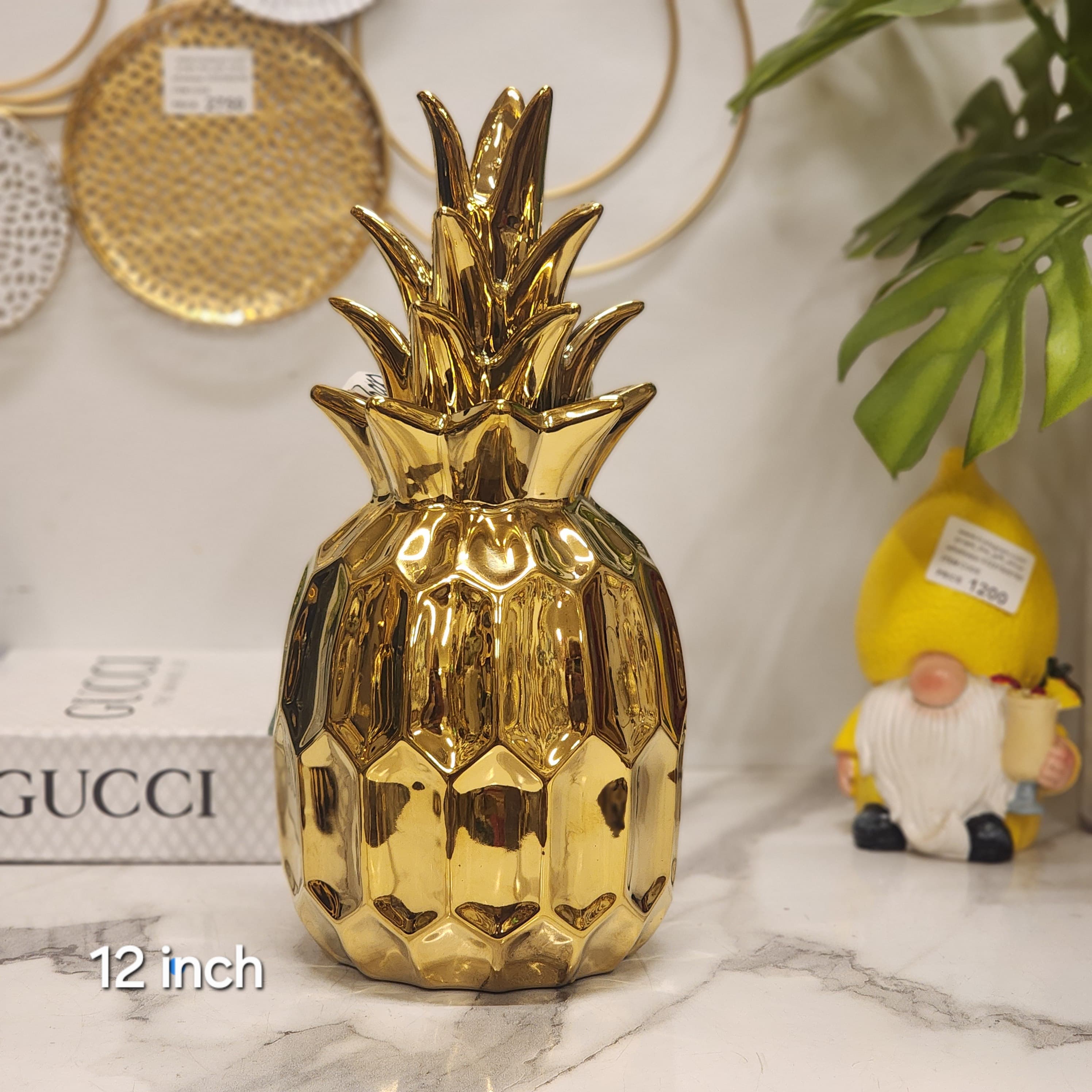 ceramic gold pineapple decor piece
