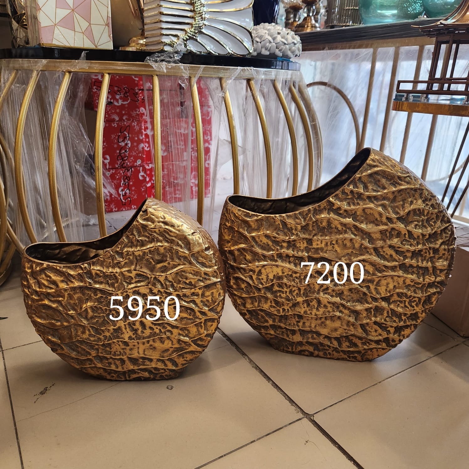 Textured Gold Crescent Vases