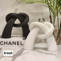 Nordic Ribbed Ceramic Knot Sculpture with Crystal/Glass Sphere