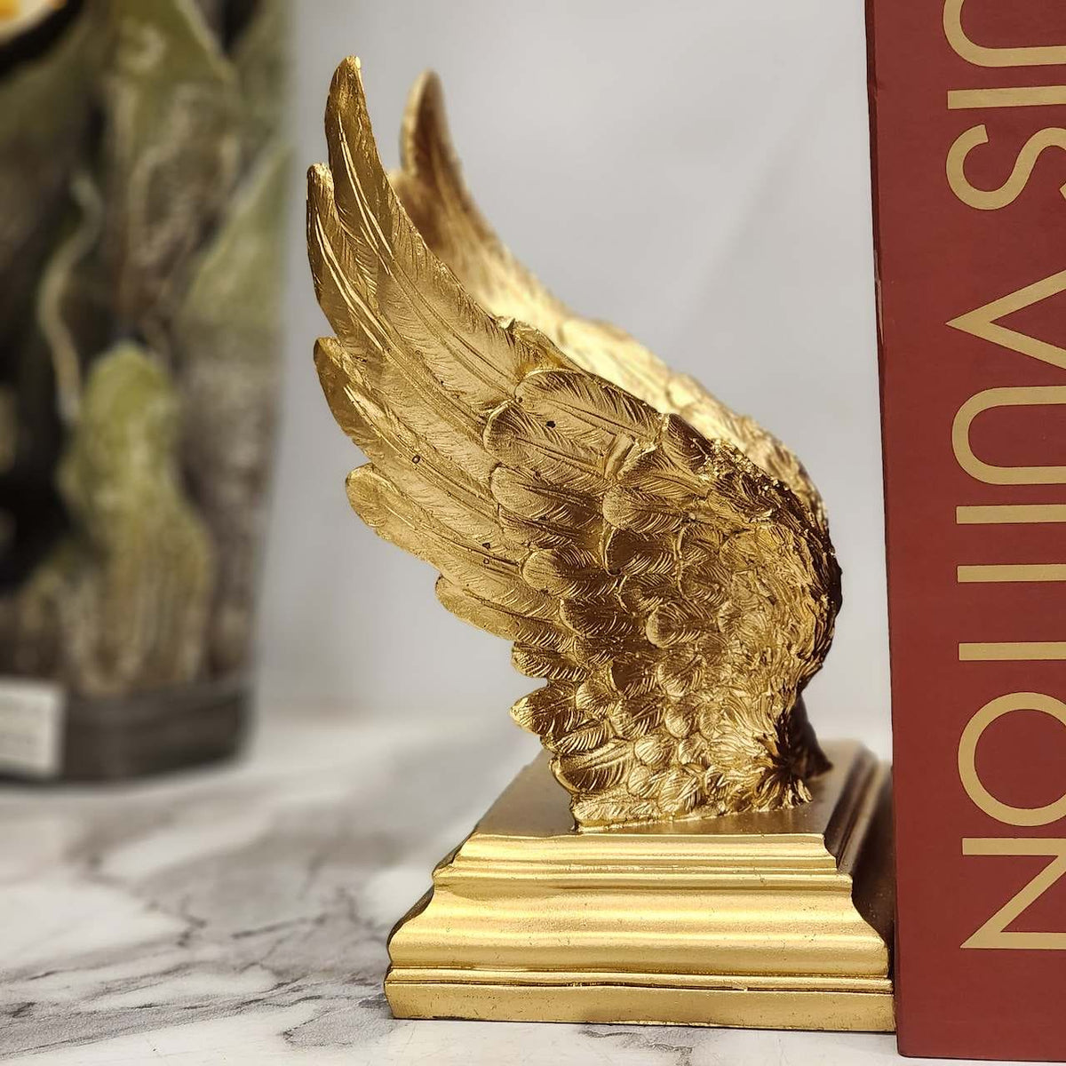 Golden Angel Wings Bookends