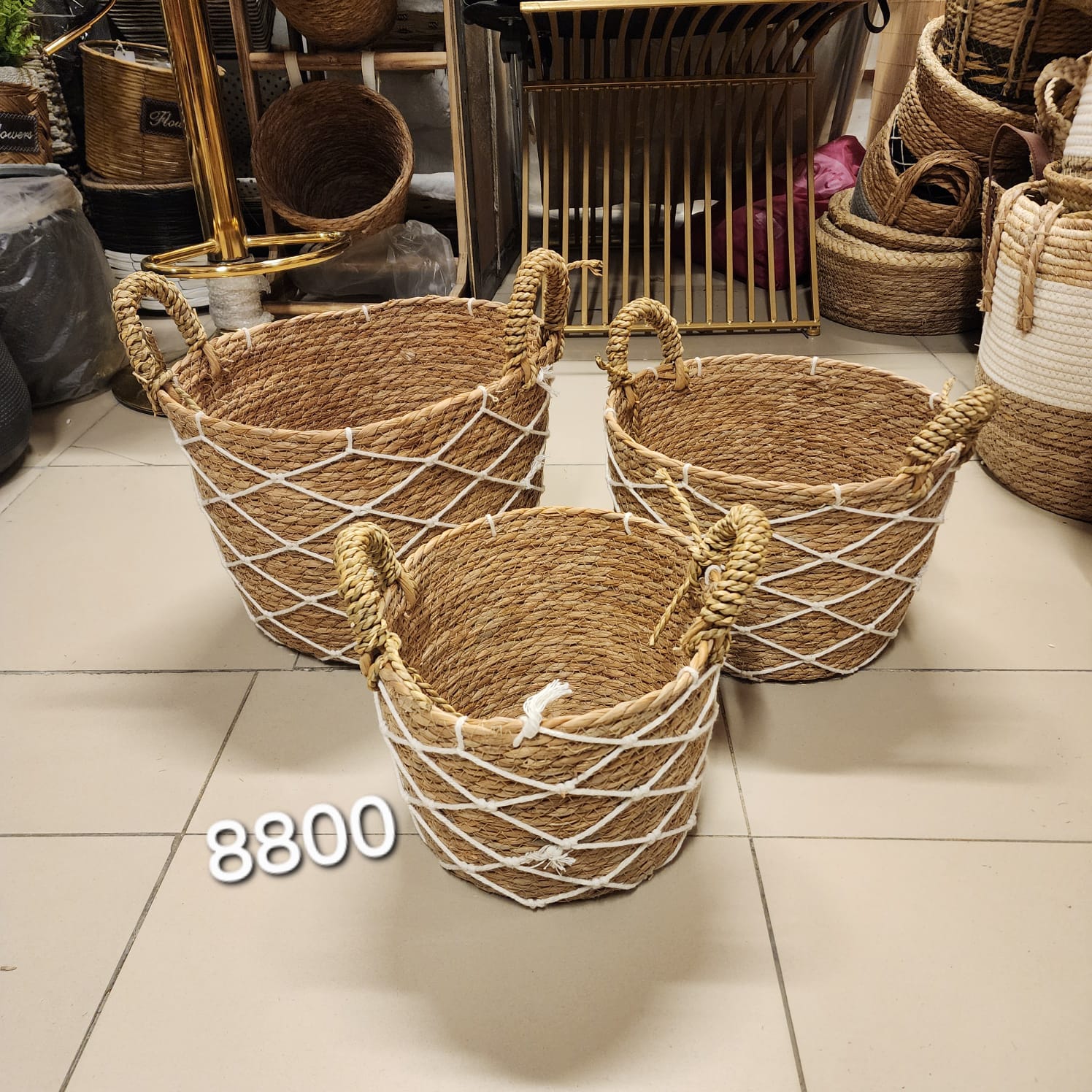 Macramé or Netting overlay baskets