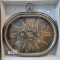 Steampunk-style Oval Moving Gear Wall Clock