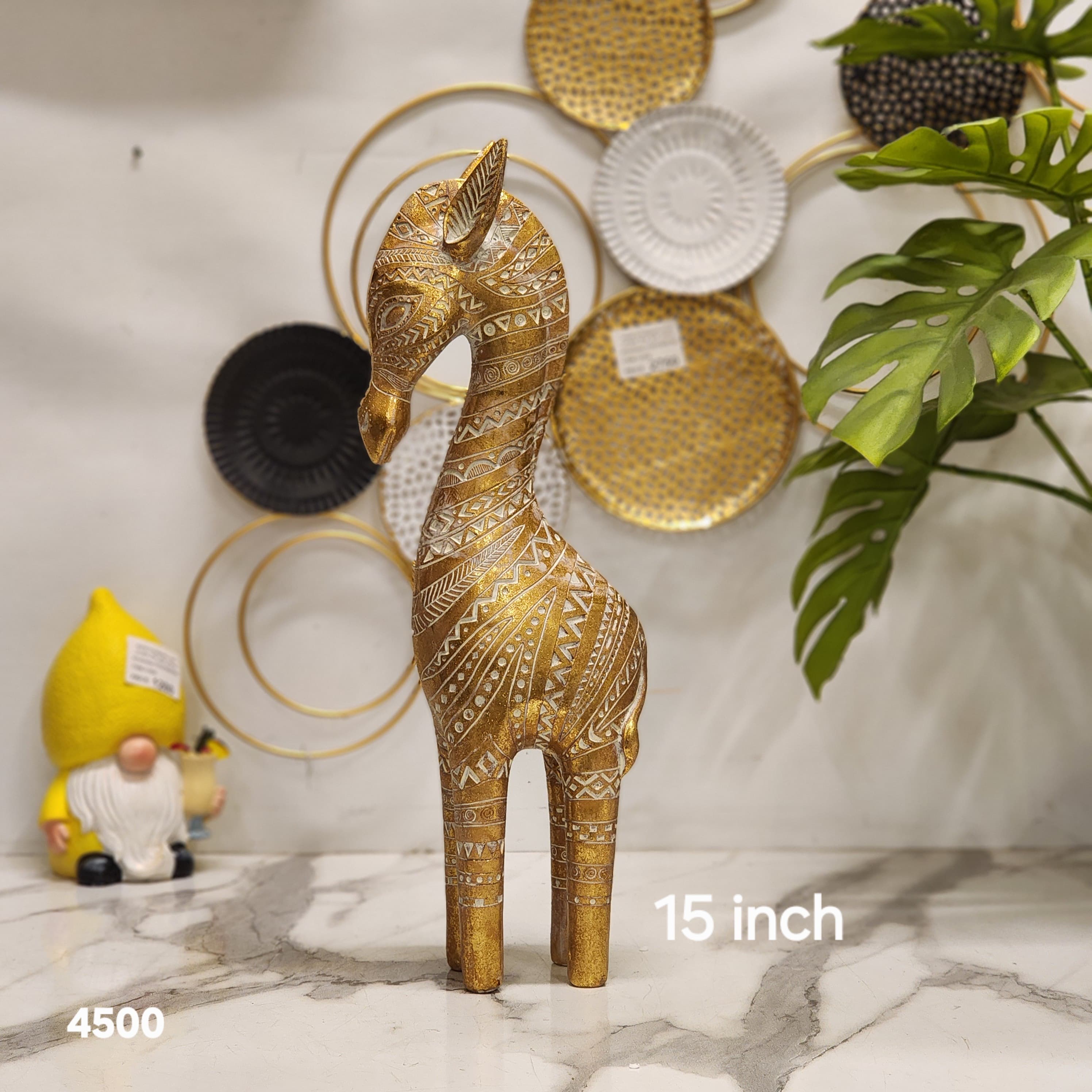 textured tribal-patterned giraffe figurine