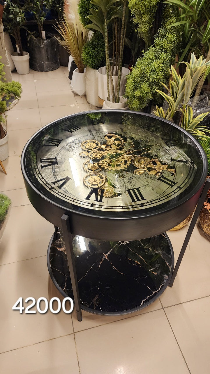 Steampunk Gear Clock Side Table