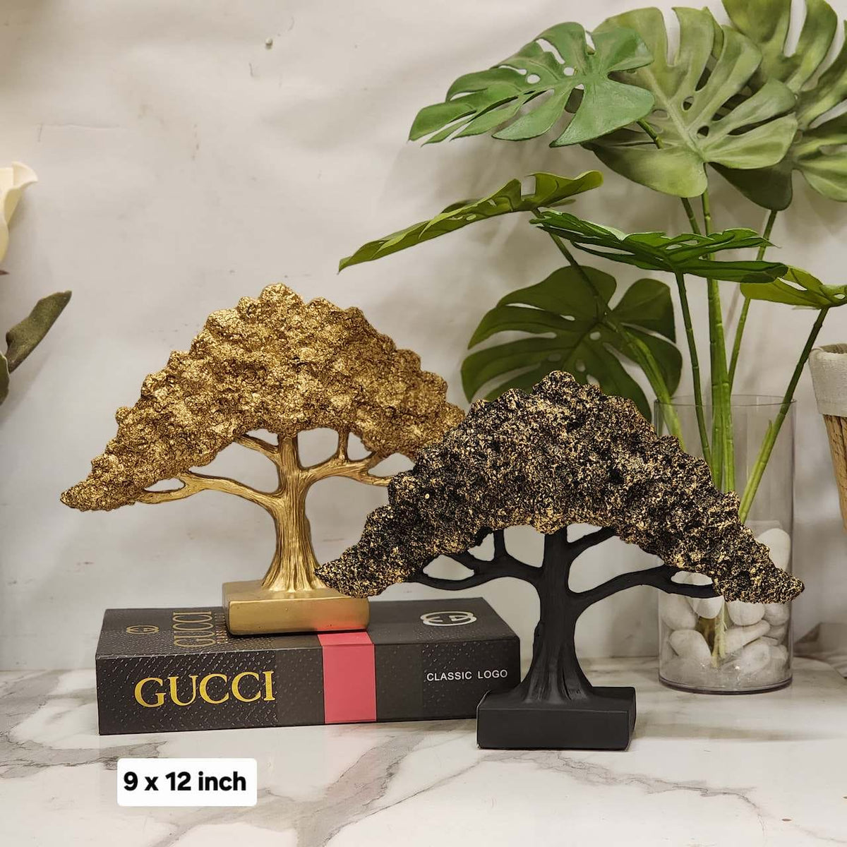 Gold & Black Metallic Bonsai Tree Figurine