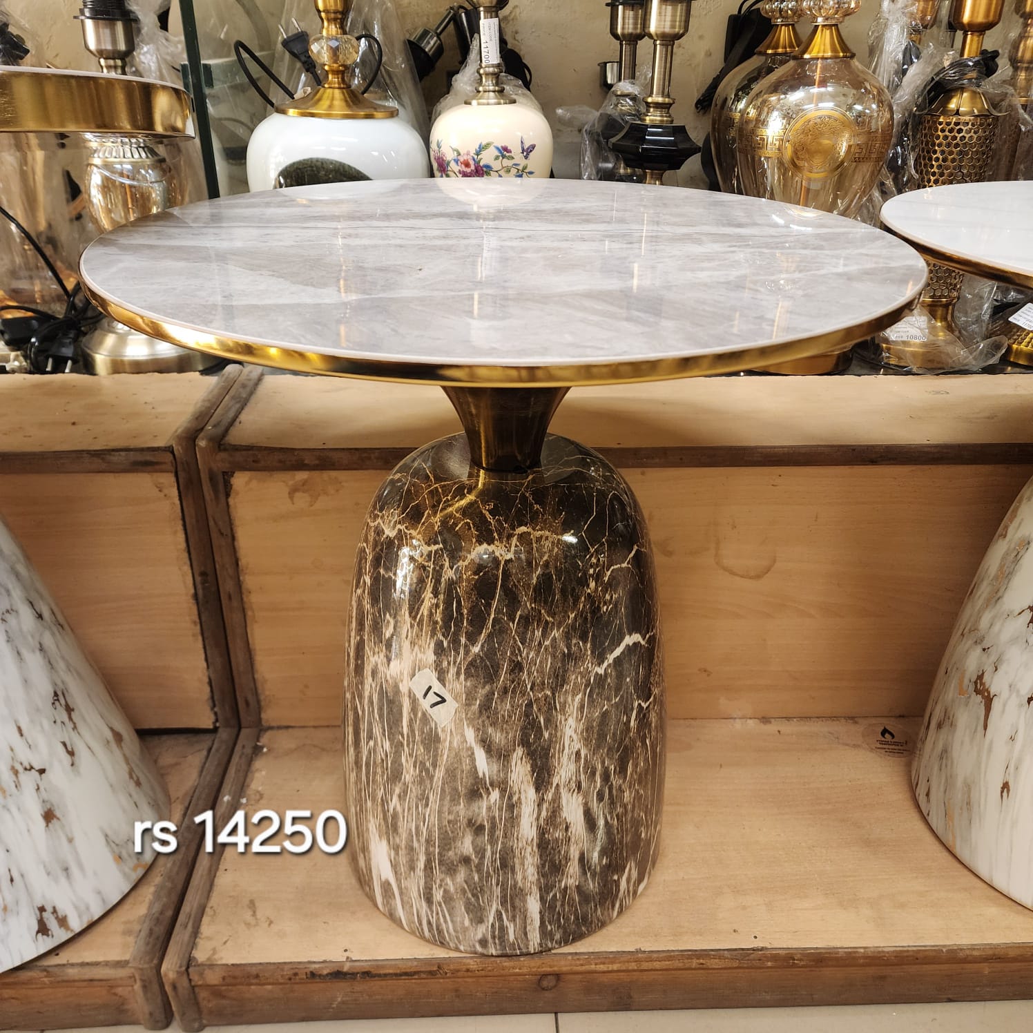 Marble-Top Pedestal Side Table