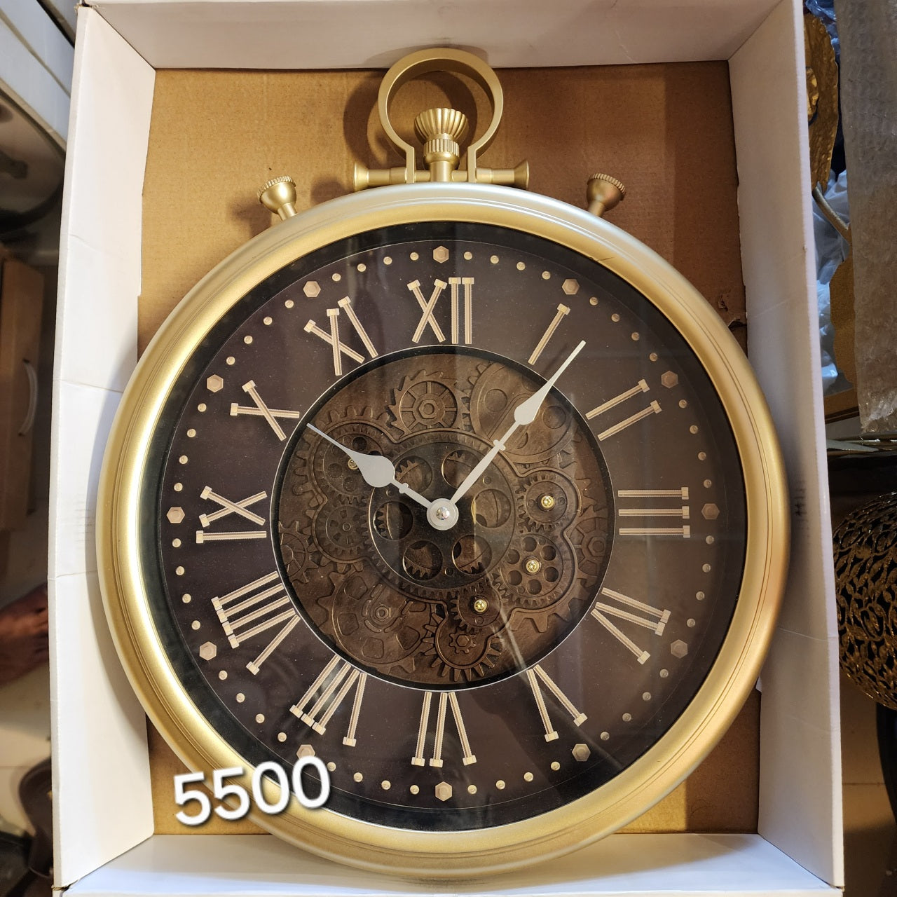 Steampunk-style Moving Gear Wall Clock