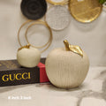 Decorative Ribbed Ceramic Apple Sculptures