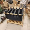 folding luggage rack with a built-in laundry basket/storage