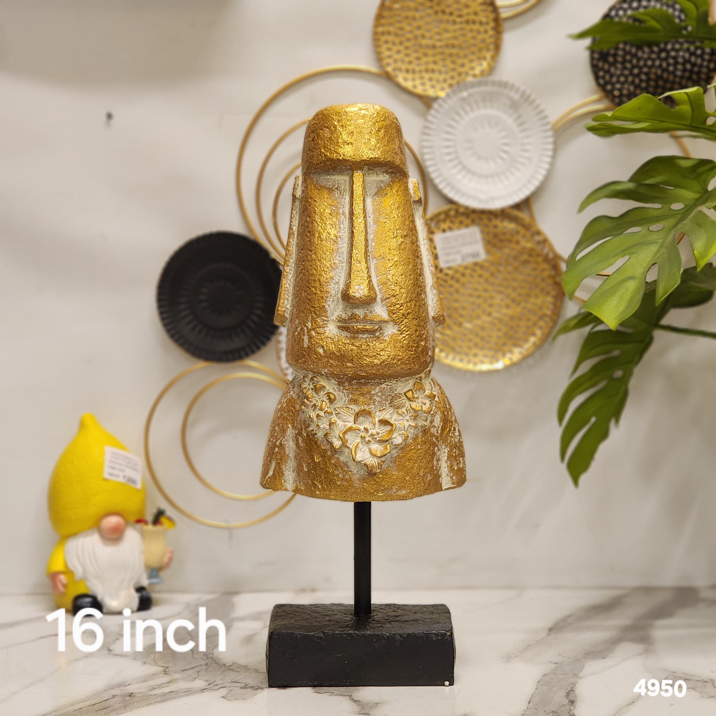 Gold Easter Island Moai Head Tabletop Statue