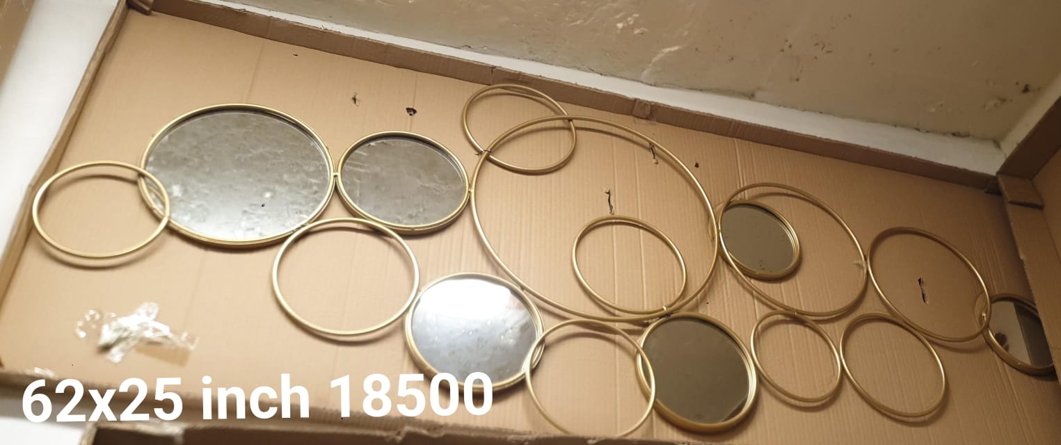 Geometric Gold Metal Circles Wall Mirror Decor