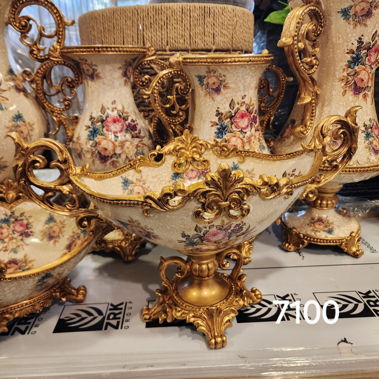 Baroque-style pedestal vases
