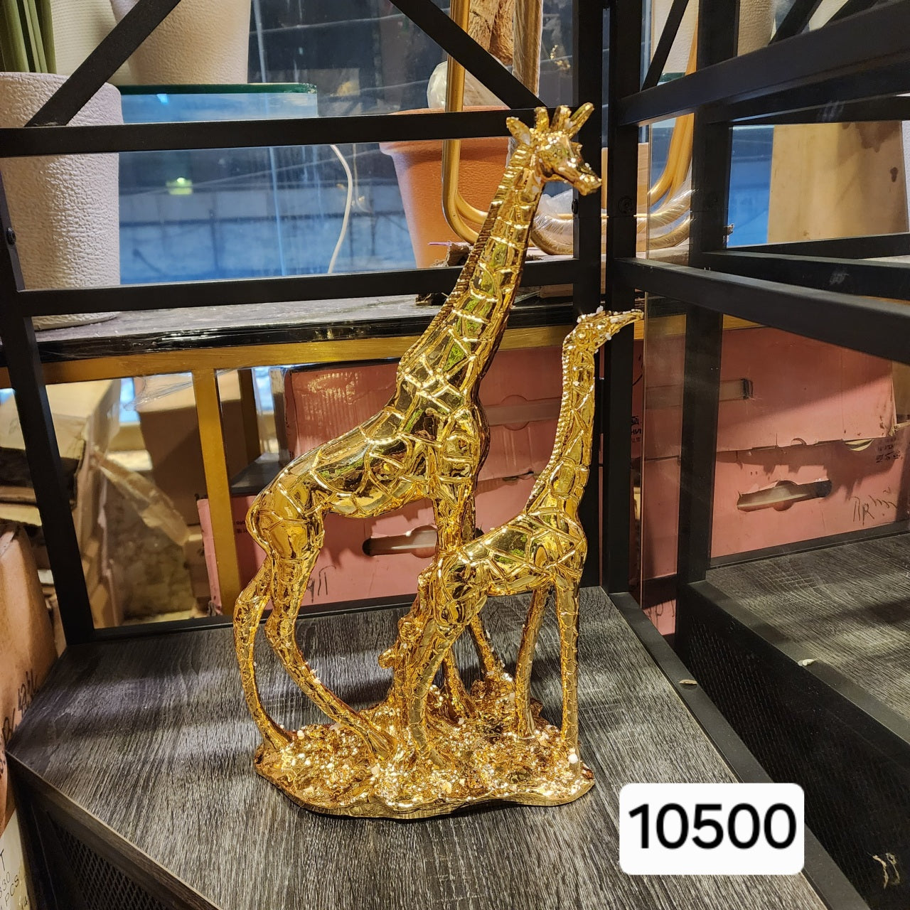 Gold Giraffe Family Figurine