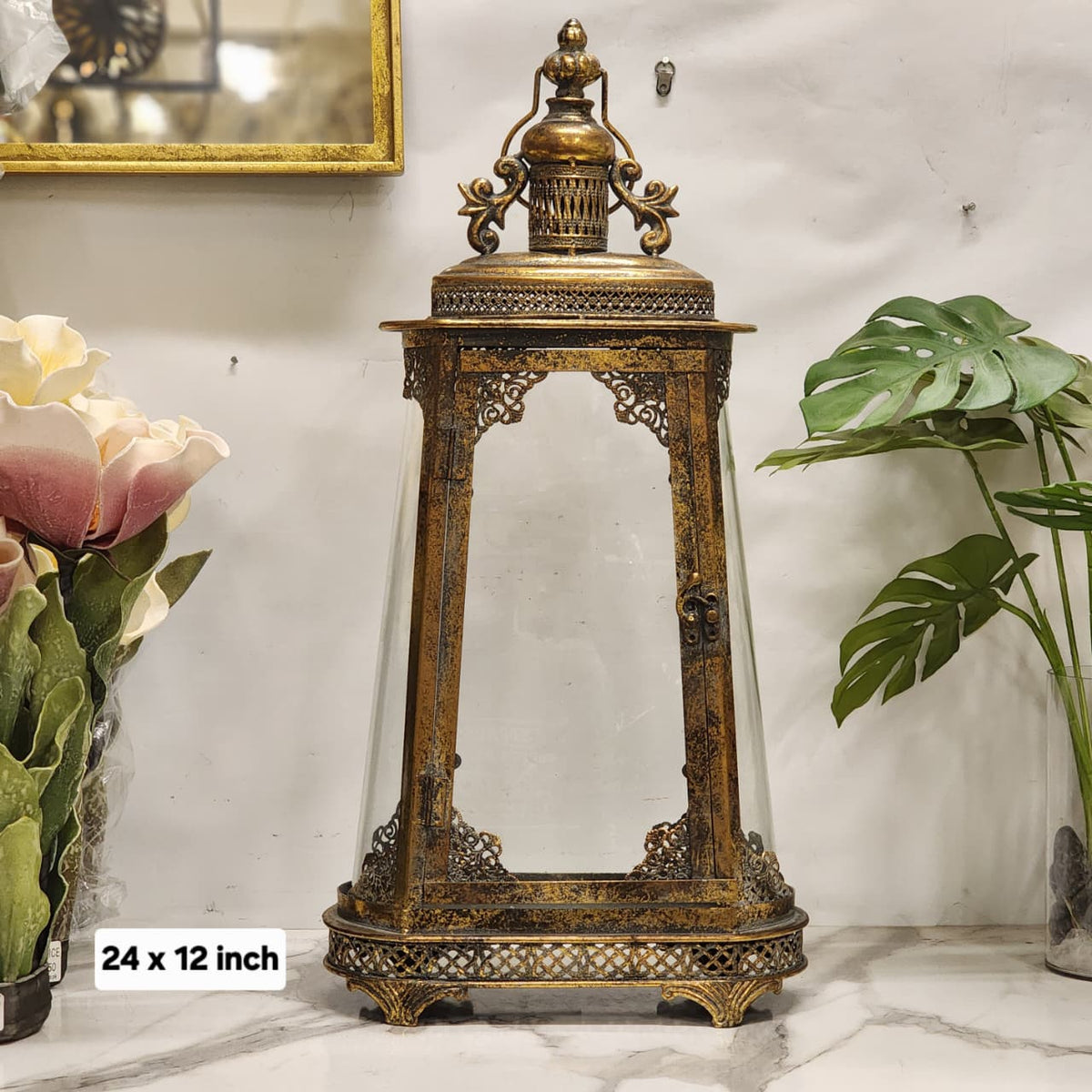 antique brass decorative candle lantern