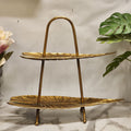 2-Tier Gold Leaf Serving Tray Stand