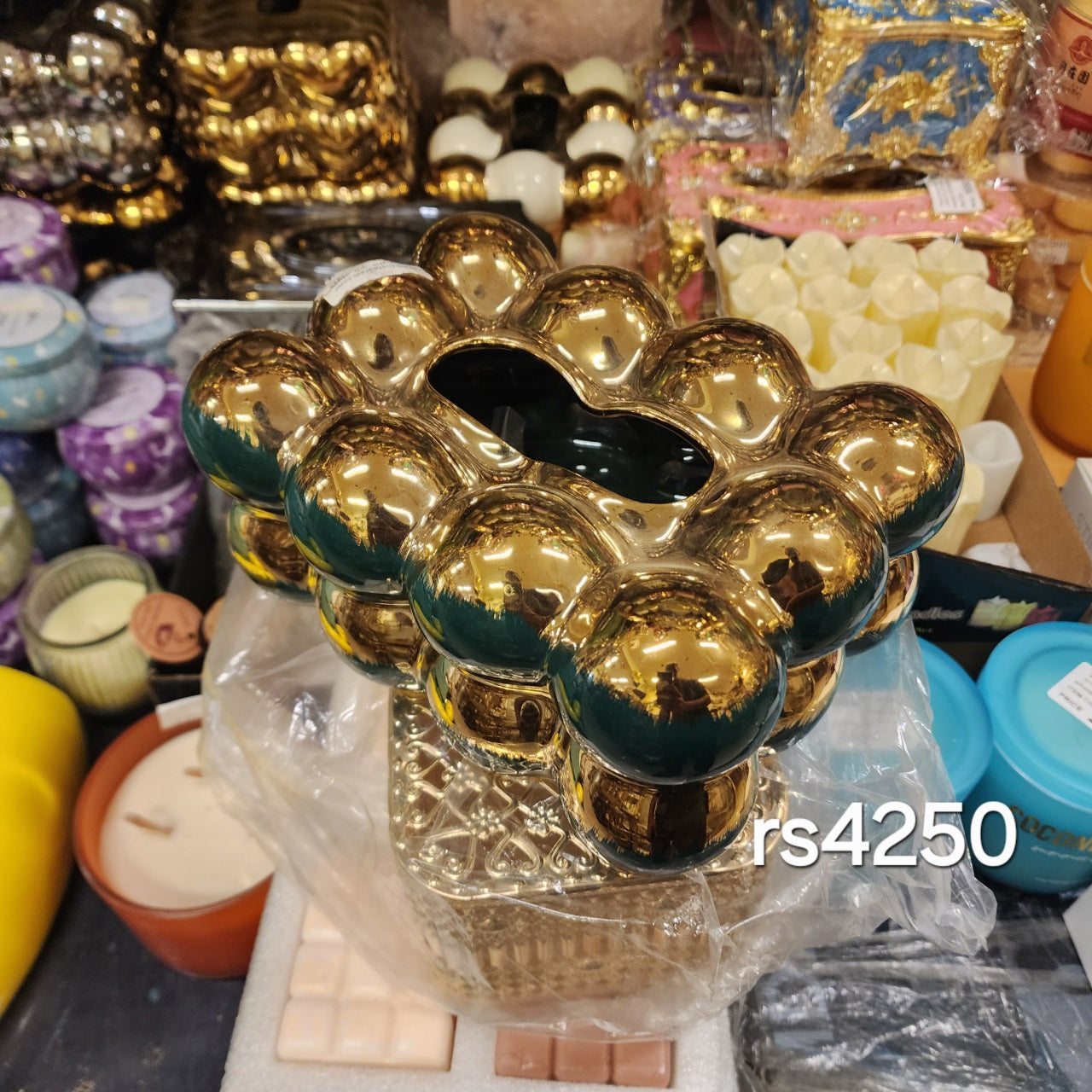 Golden Bubble Tissue Box Holder