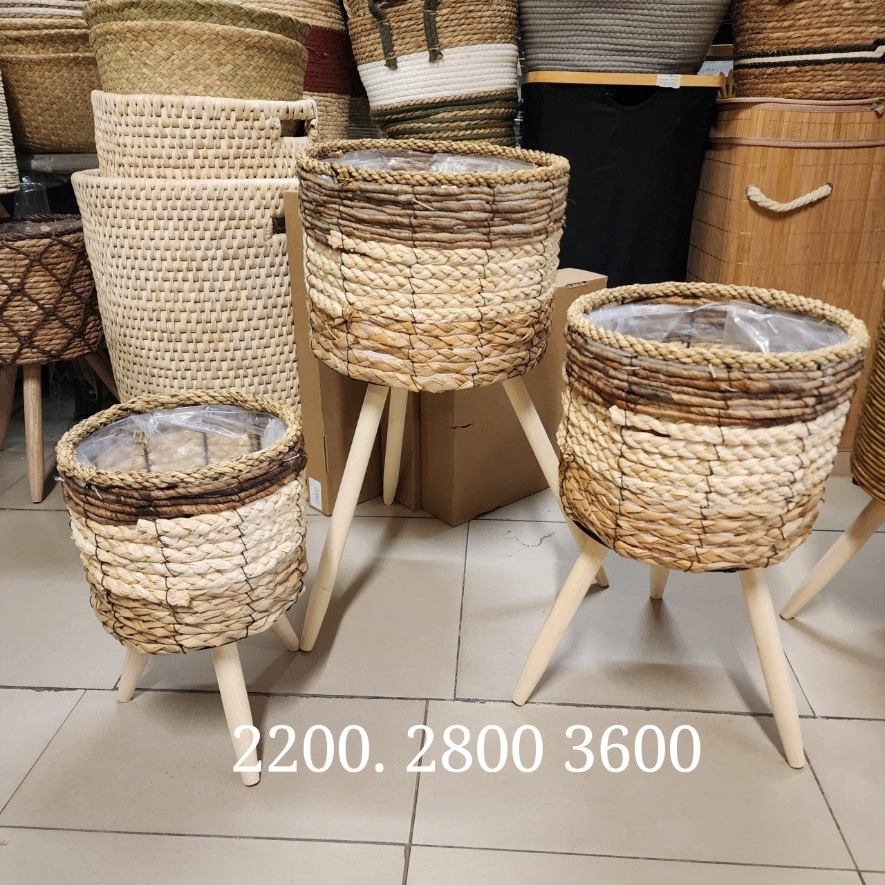 Woven Basket Planter with Legs or a Tripod Basket Planter