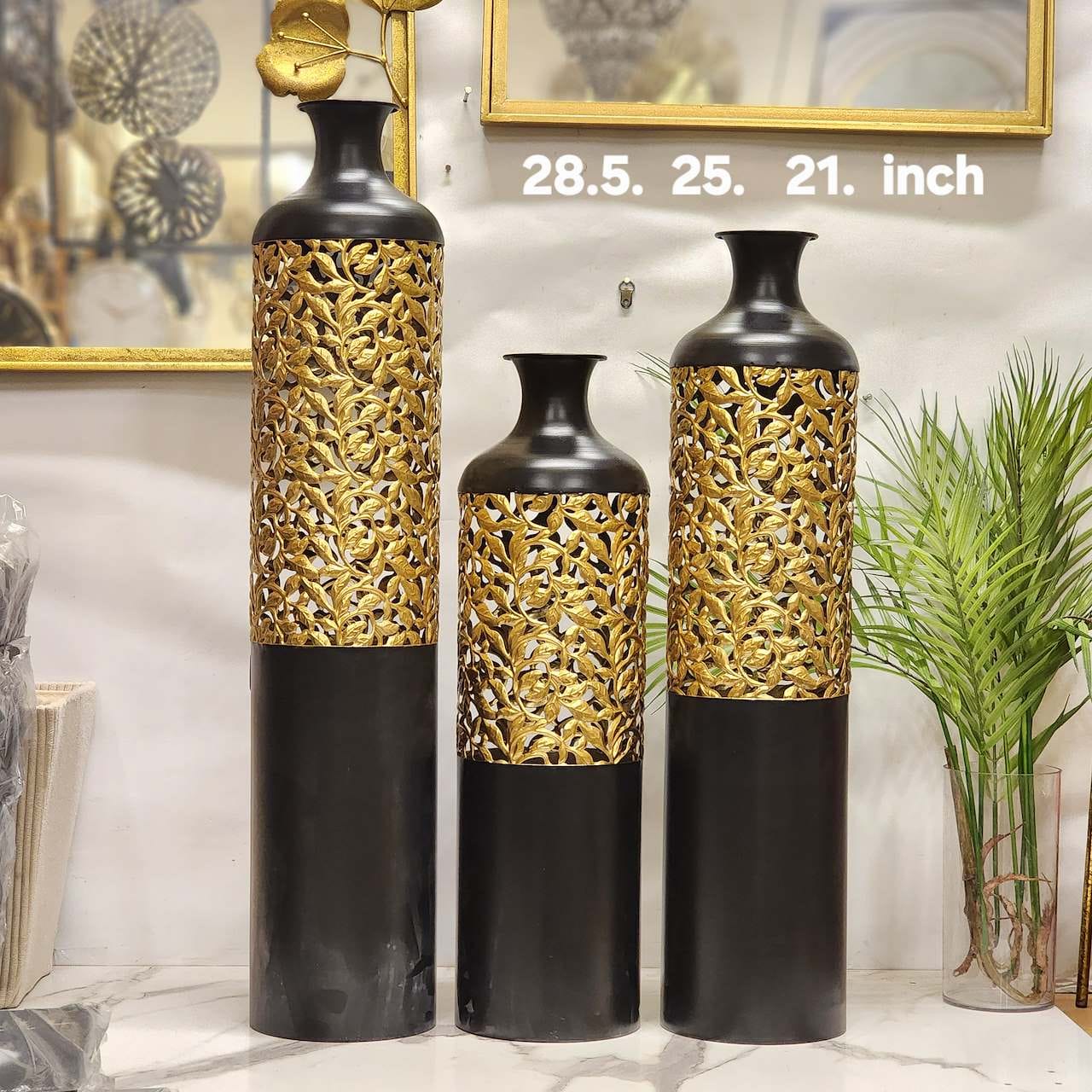 Black and Gold Metal Cutout Vases