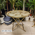 embossed leaf pattern brass tray table