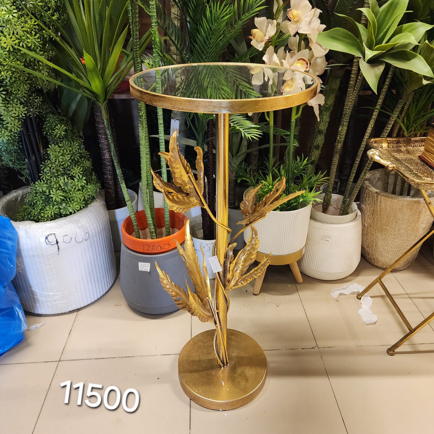 Gilded Botanical Accent Table