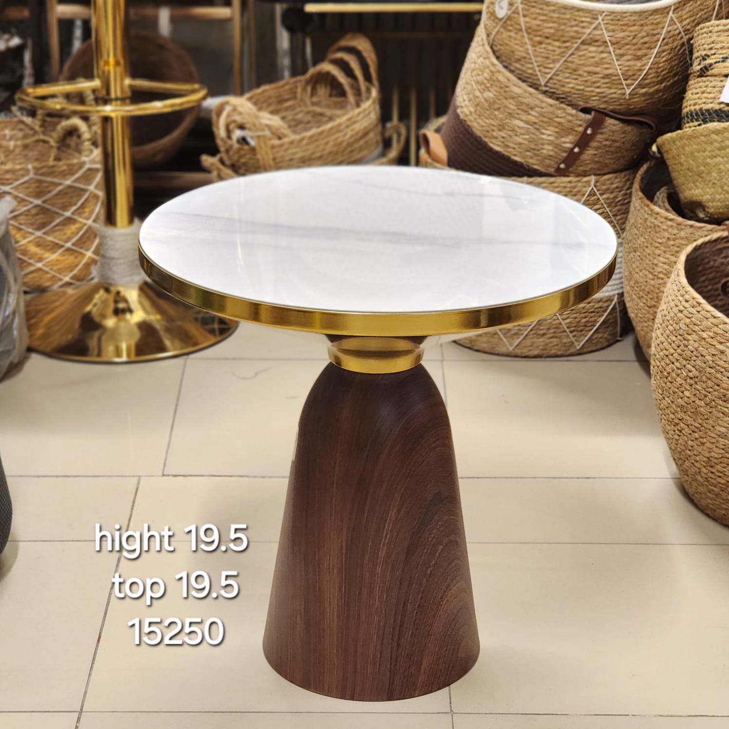 Marble-Top Pedestal Side Table