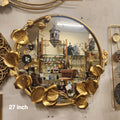 Gold Floral Leaf Metal Round Wall Mirror