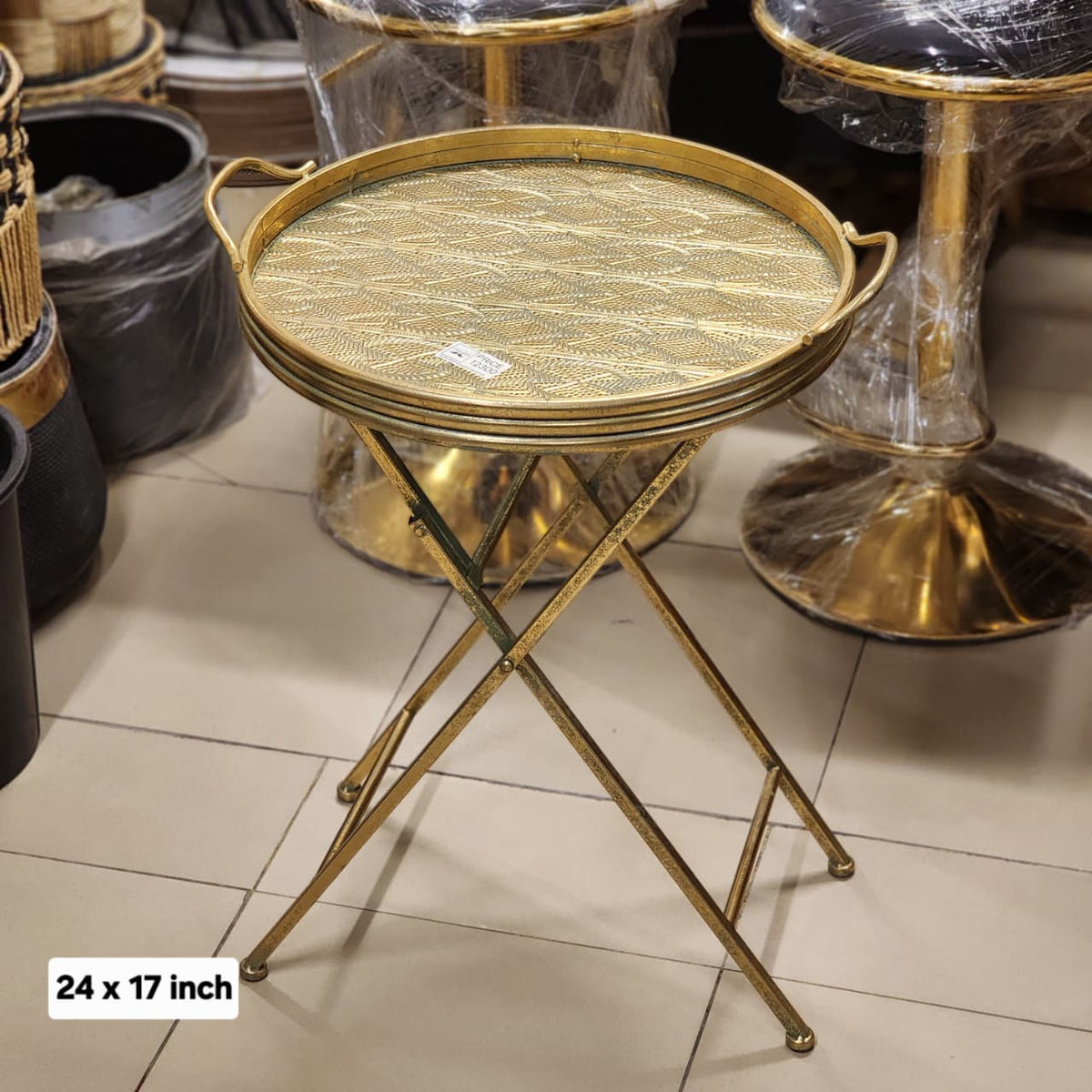 brass/metal butler tray table