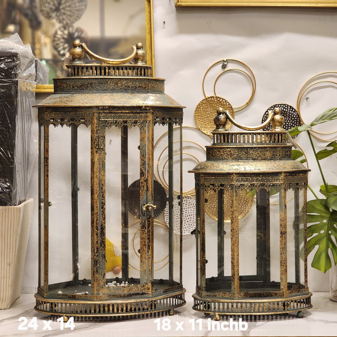 Vintage Distressed Metal Candle Lantern