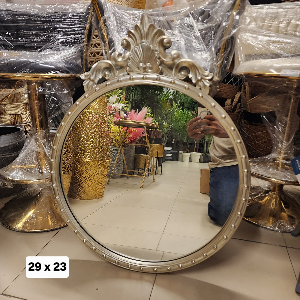 Ornate Crowned Oval Wall Mirror