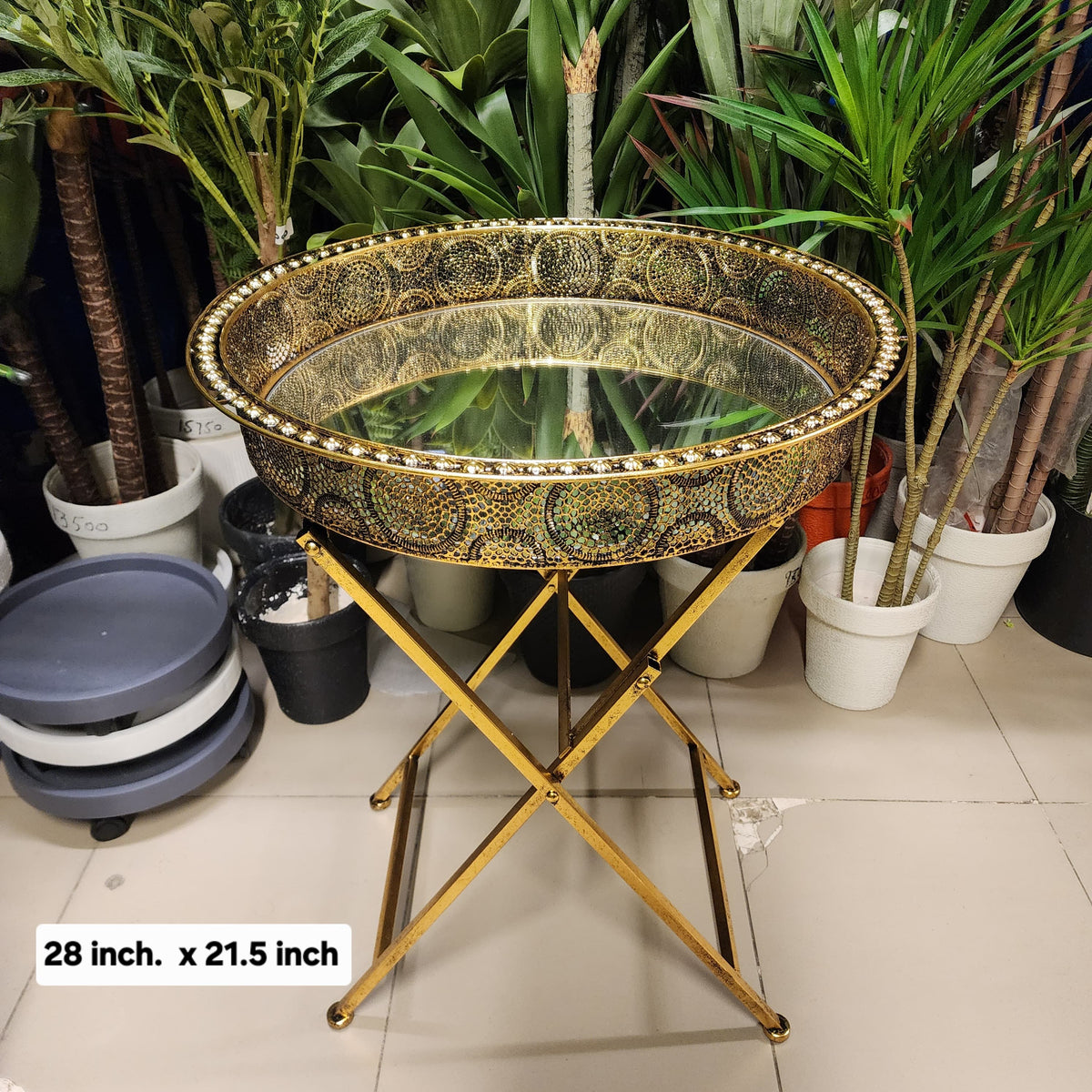 Moroccan Mirrored Tray Accent Table