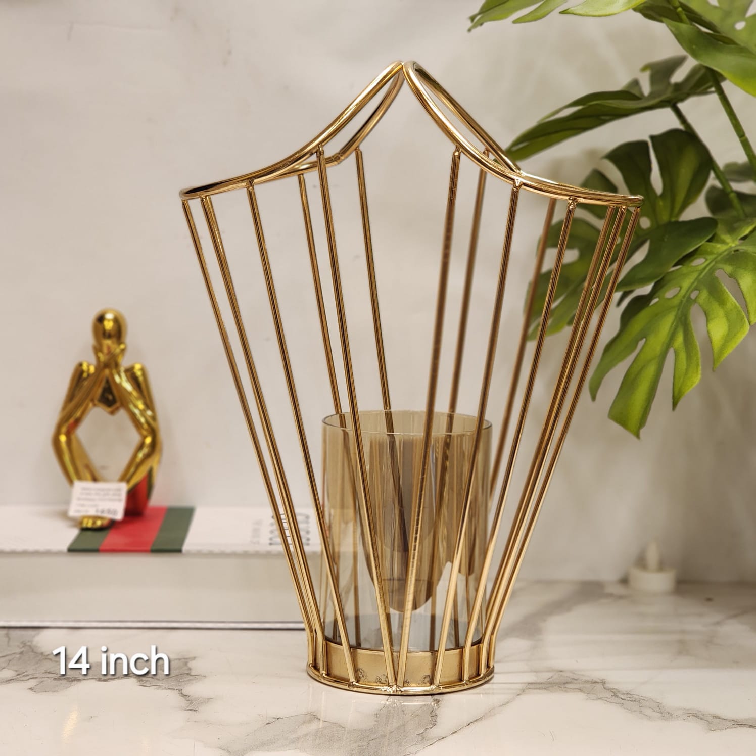 Nordic Geometric Gold Wire Candle Holder