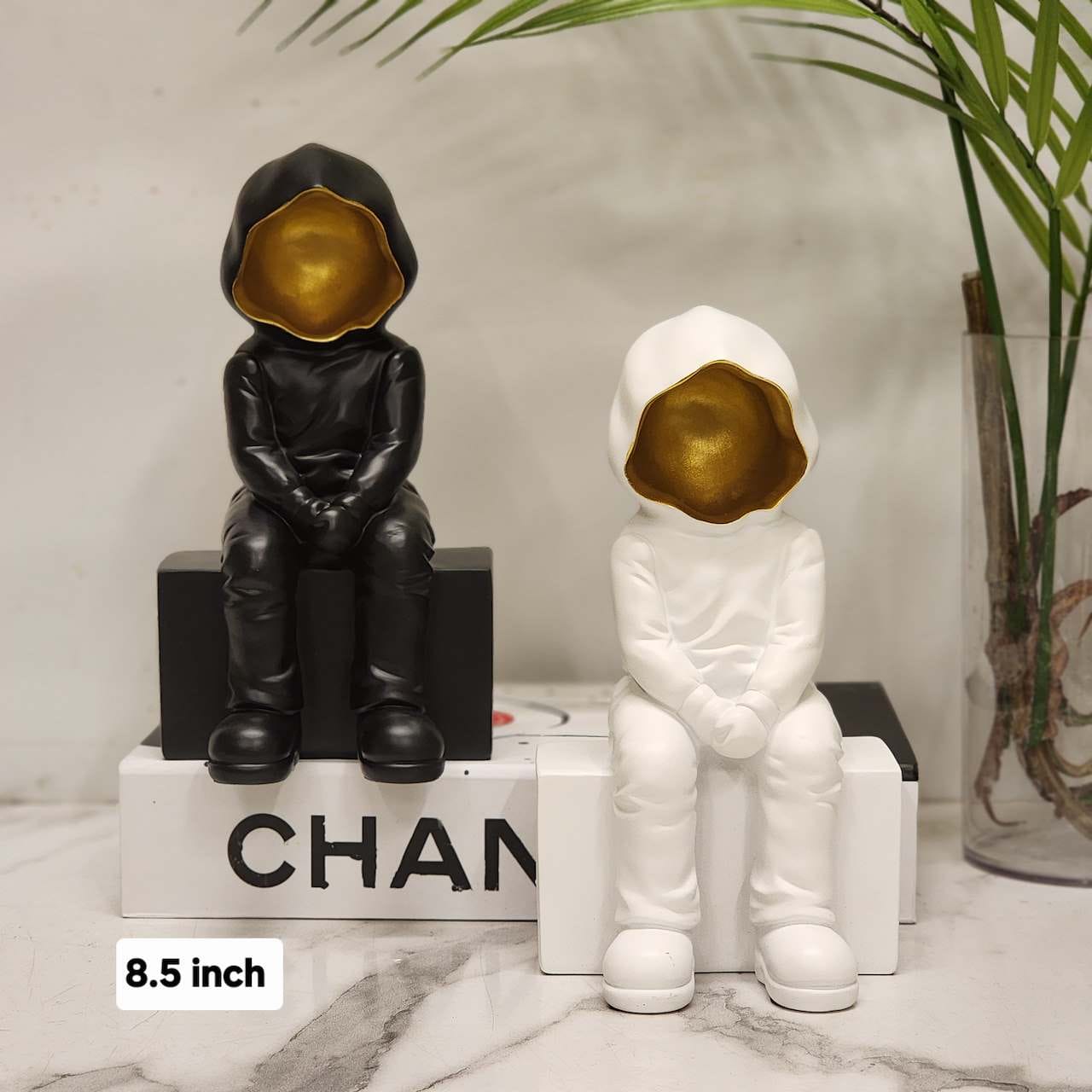 Sitting Golden Hollow Faceless Monks Statue