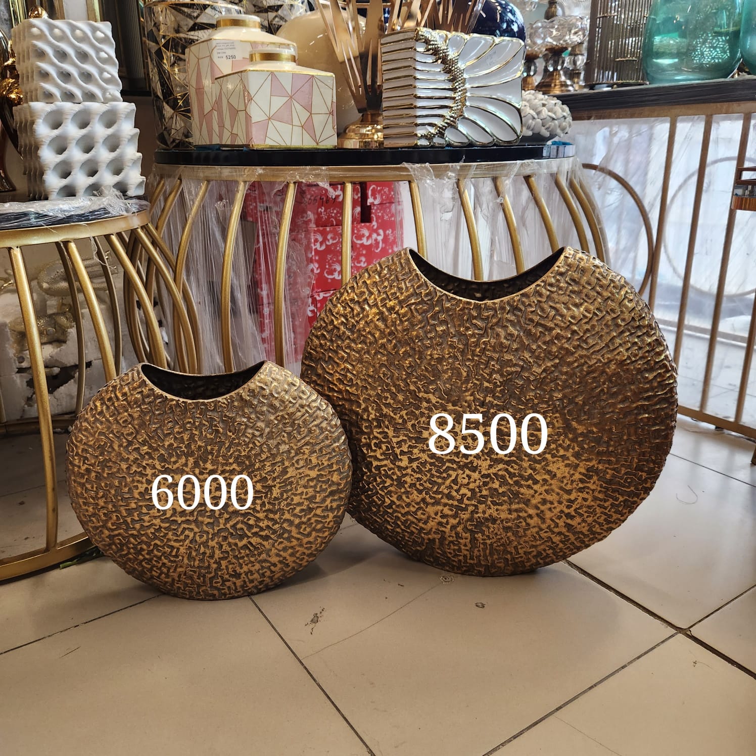 Hammered Gold Crescent Vases
