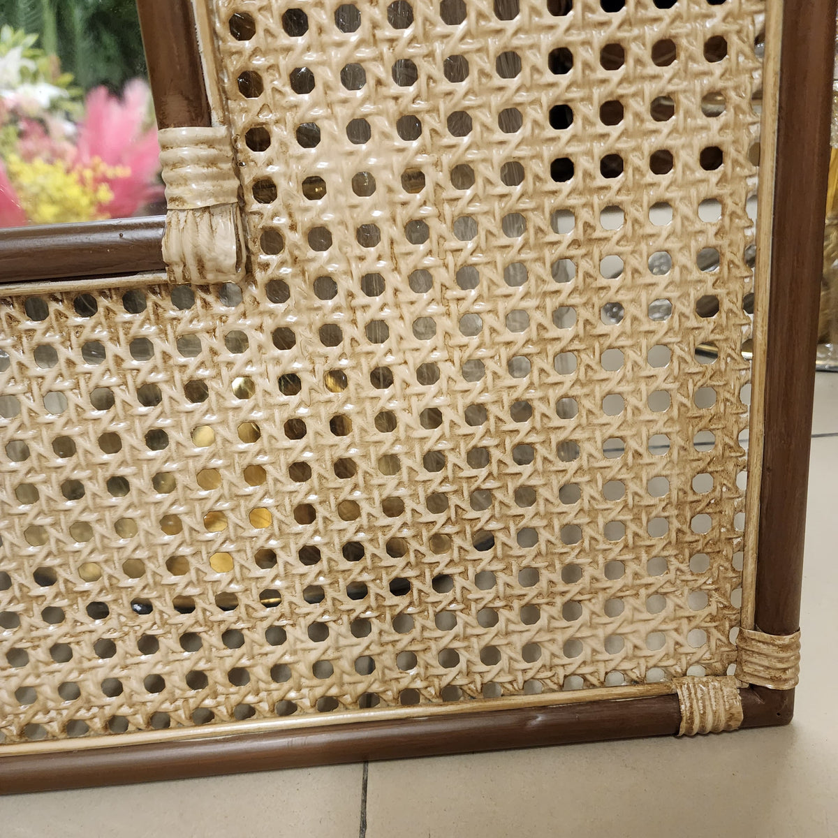 Rattan Arch Cane Webbing Mirror