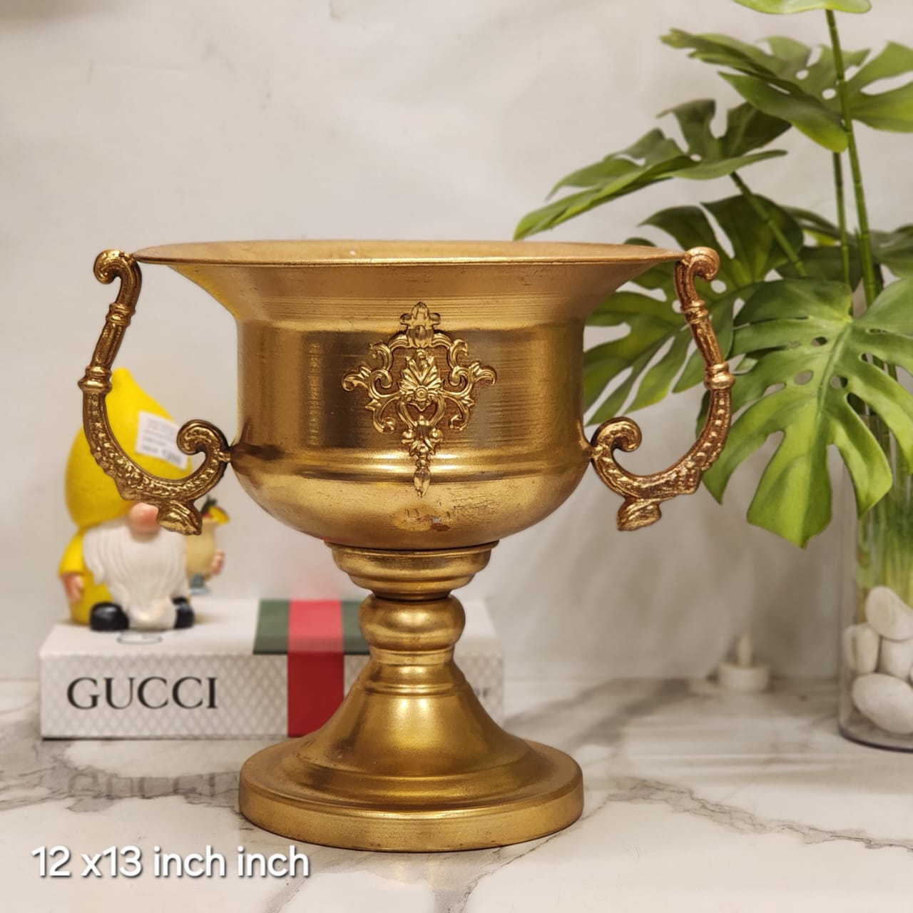 vintage-style gold trophy urn vase