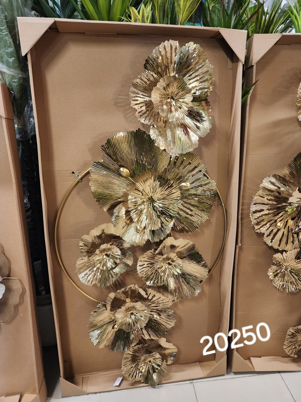 Modern Metallic Floral Circular Wall Sculpture