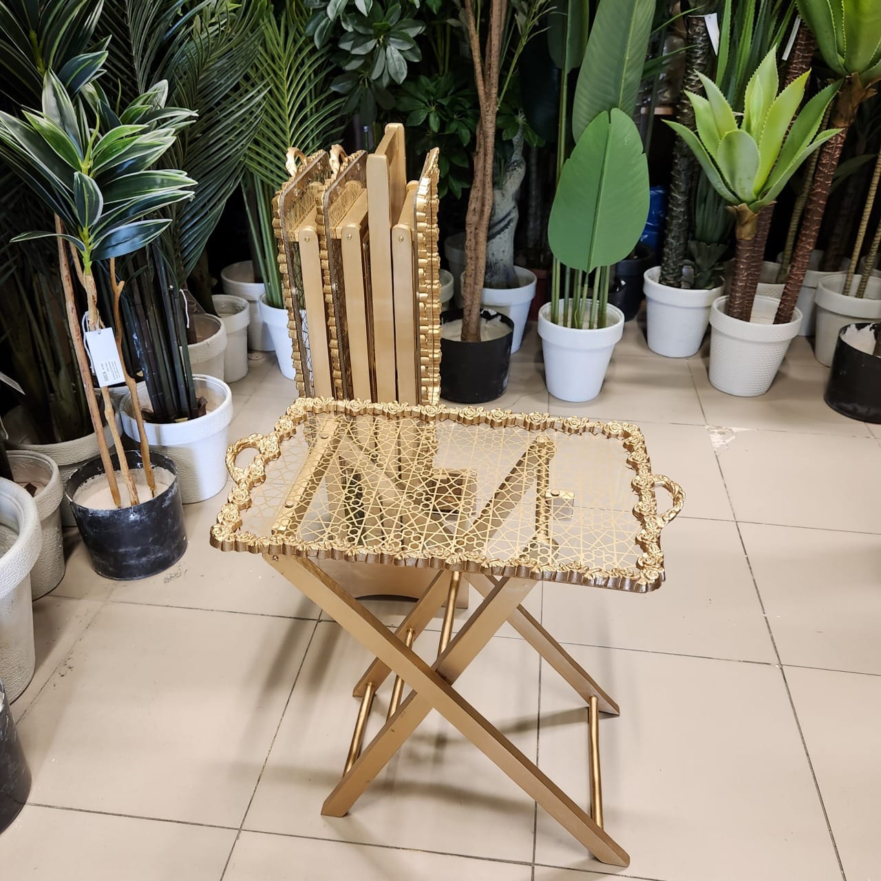 folding snack tables.