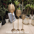 Gold Etched Metal Floor Candle Holders set of 3