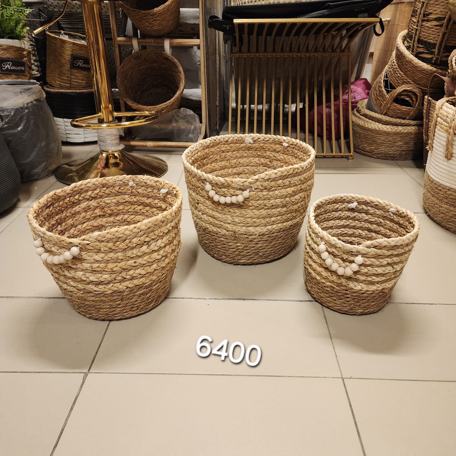 braided seagrass baskets