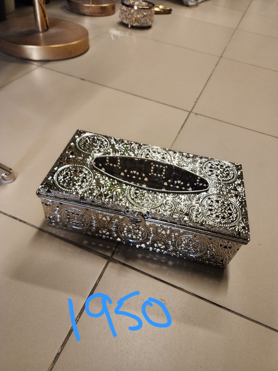 Silver Filigree Metal Tissue Box Holder