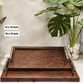 Wooden Serving Tray with Metal Handles