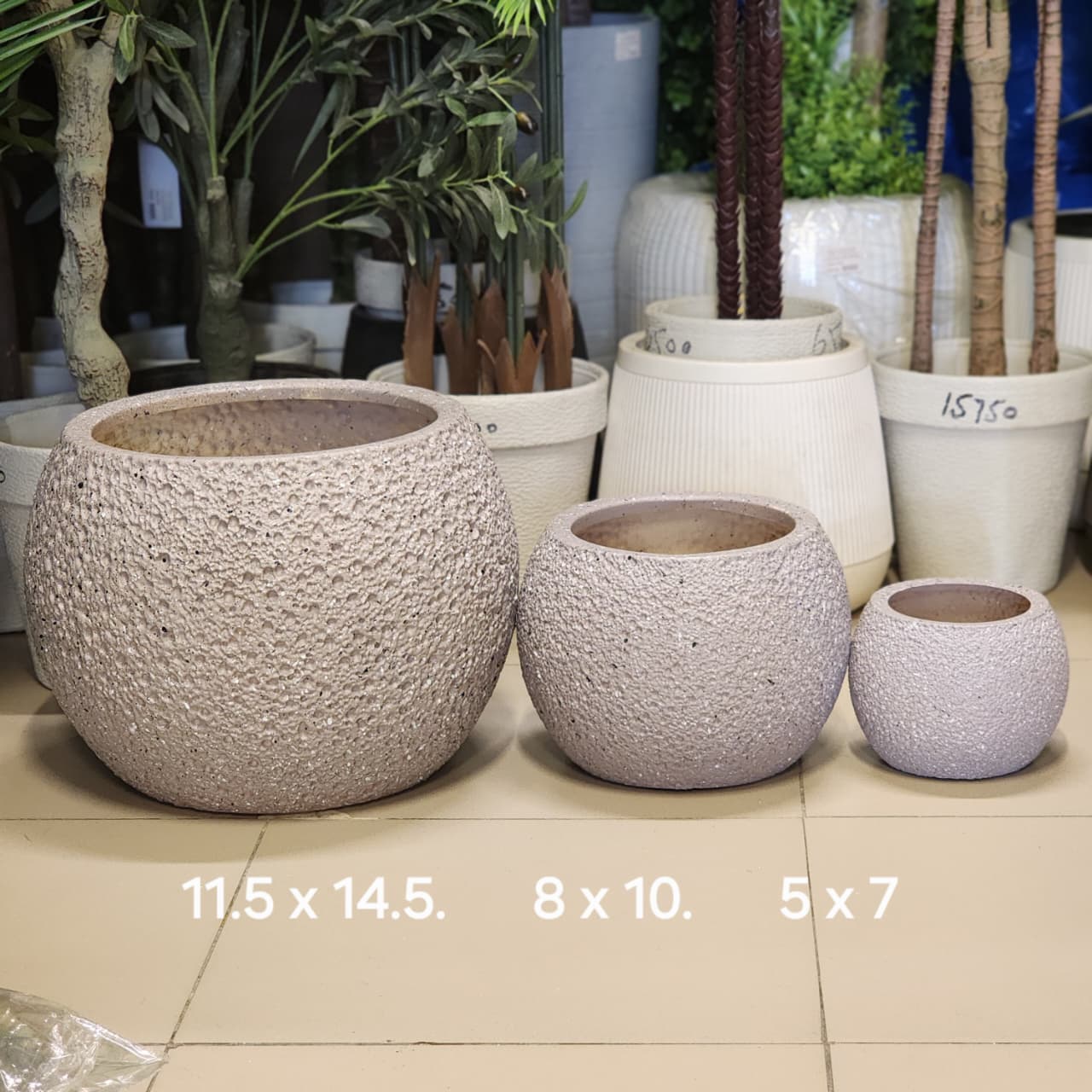 textured spherical or globe planters