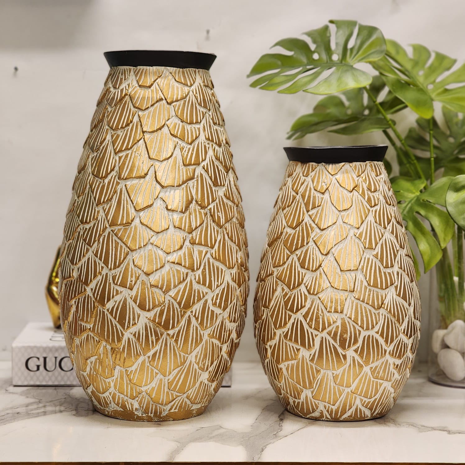 Gold Textured Scale Vase