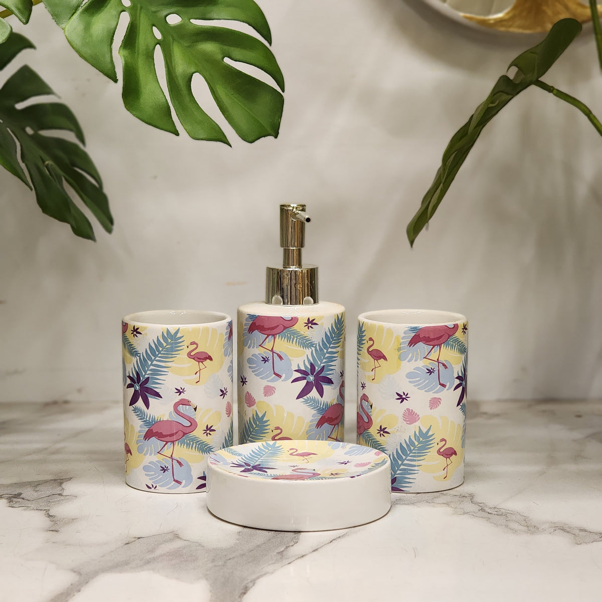 Tropical Flamingo Bathroom Accessory Set